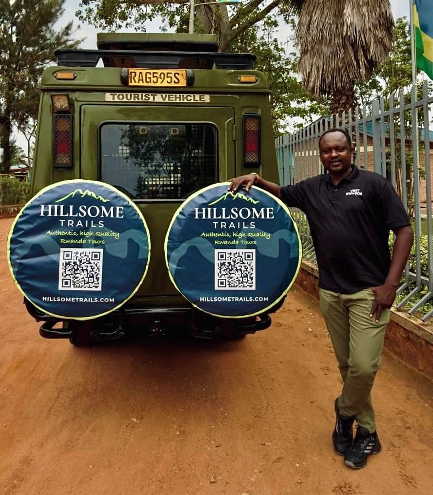Hillsome Trails safari vehicle and guide in Rwanda